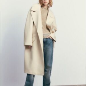 NWT Zara Oversized Coat With Pockets Vanilla - Size M